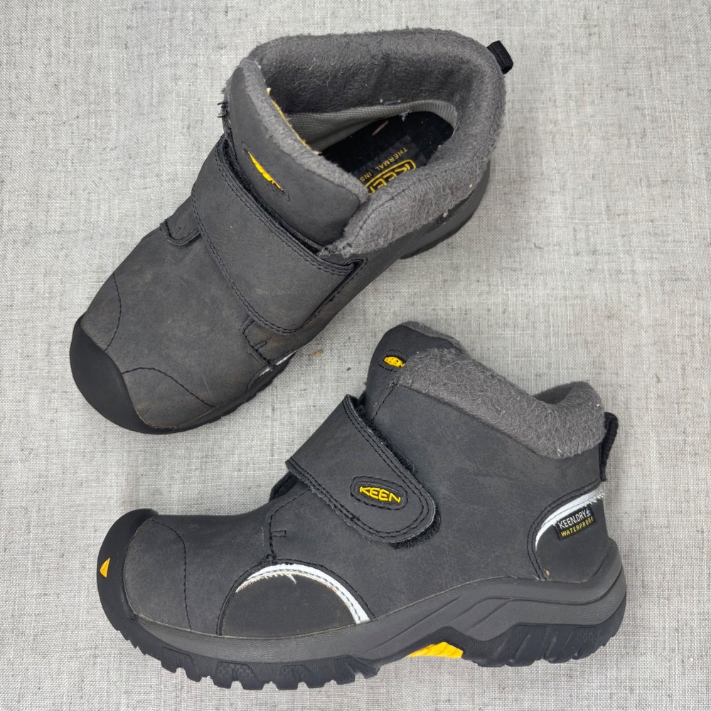 Keen‎ Kootenay III Boots Gray Leather Waterproof Insulated Hiking Kids Size 12